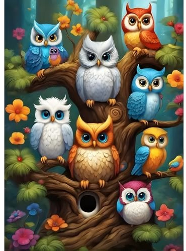 DPIDEA Diamond Painting Eule, Diamant Painting Bilder für Erwachsene Eule DIY 5D Diamant Painting für Zuhause Dekor 30x40 cm