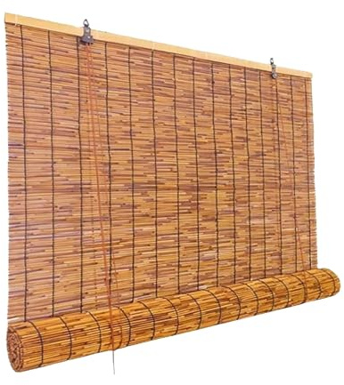 Tende da esterno personalizzabili in bambù, tende naturali per ombrellone, persiane avvolgibili da cucina, tonalità pergolate, colore carbonizzato, 110 x 225 cm, ideale per patio e giardino