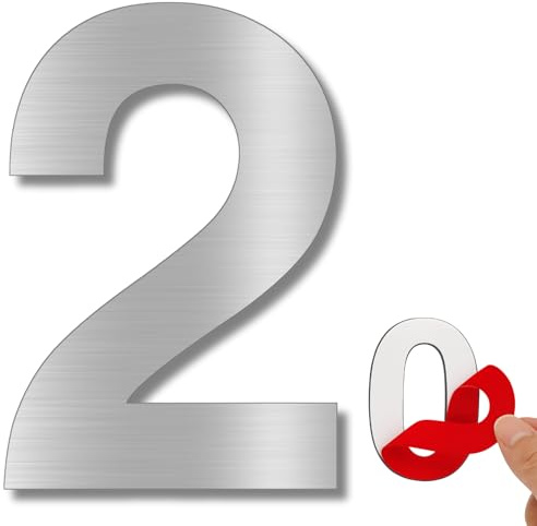 LEIASA | Número Adhesivo - 150 mm - Acero Inoxidable 304 - Nº 2 - Número Hotel - Enumeración Apartamento Puertas - Número Casa Dirección - Exterior e Interior - Gris 2 (2, 150mm)