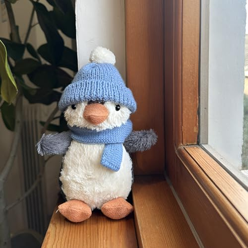 HOPEYHFM Kuscheltier Pinguin, Flauschiger Stofftier zum Kuscheln und Spielen, Schmusetier Geschenk, Weiches Kuscheliges Pinguin Plüschtier für Kinder, Valentinstag, Geburtstag (Blau)