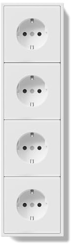 BSEED Presa Schuko a 4 scomparti, 250 V, 16 A, prese da incasso con telaio PC, presa da parete con artigli, non è necessaria la rimozione della vite, colore: bianco