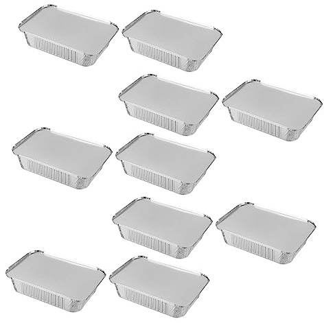 GALPADA 20pcs One-Off BBQ Tin Foil Boxes Cover 21x14.3x4.3cm Aluminum Foil Takeaway Food Packing Containers for Oven Roasting and Barbecue