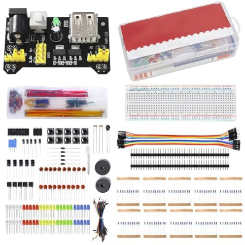 Dynamic 830 Breadboard Electronics Kit for Arduino R3 Featuring Resistors, Wires, and LEDs