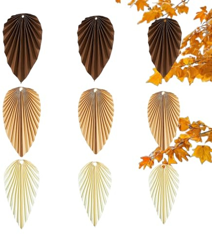 Generico Decorazioni Festa Autunno - 9 Pezzi Ventagli di Carta con Foglie d'Acero Addobbi da Parete | Appendibili Decorazioni Autunnali per Soffitto e Parete - Soffitto Festa