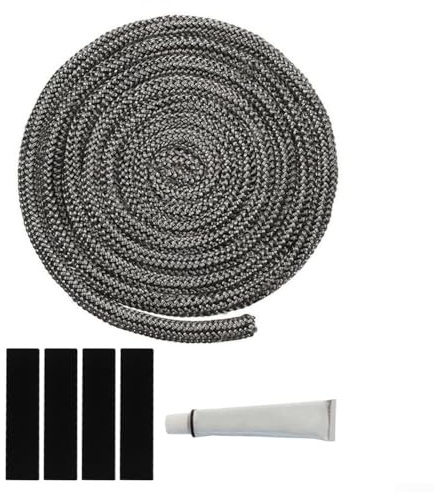 Kit de sellado de cuerda de repuesto para puertas de estufa de leña, material de fibra de vidrio diseñado para resistir altas temperaturas, no para instalación personalizada con sellador (10 mm)