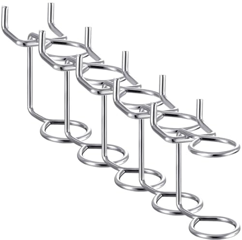 Veemoon Lot de 5 Crochets Utilitaires en Métal pour Panneau Perforé Porte-Tournevis à Double Anneau Support Mural Compatible Panneaux Standards Organisation Atelier et Garage