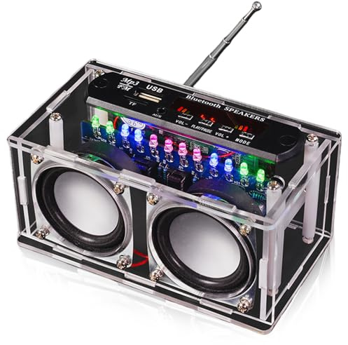 DIY Elektronik Bausatz Lautsprecher, Bluetooth Lautsprecher Bausatz mit FM Radio, Mini Heimstereo Sound Verstärker – DIY Löten Kit mit LCD Display und Fernbedienung für Erwachsene & Jugendliche