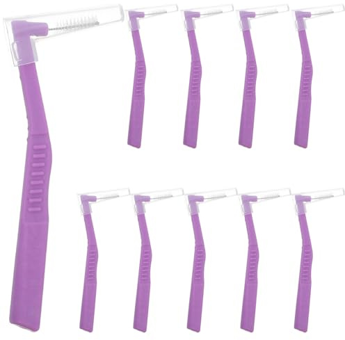 Gogogmee 10 st vinklade tandborstar för tandställning - L-formade interdentalborstar - 2,5 mm mjuka borst för stora utrymmen med halkfritt handtag, resevänlig