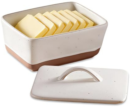 TatTech Butterdose Keramik, Vintage Europäische Butterdosen Deckel 450ml | Butterdose Porzellan Bietet Platz für 250g Butter Butterhalter Mikrowellen- und Spülmaschinenfest
