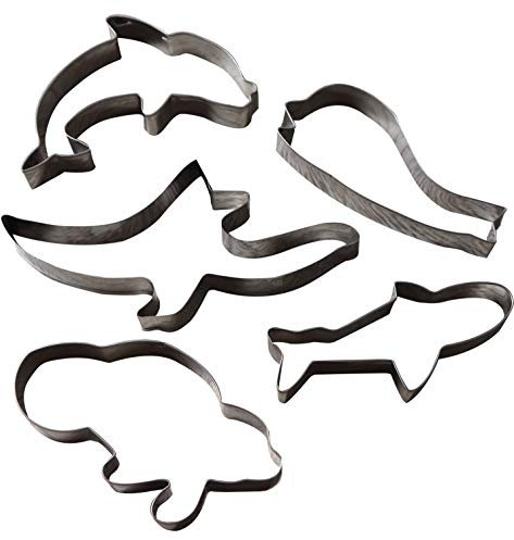 Zenker 44855 Set 5 formine tagliabiscotti (Delfino, Balena, Gabbiano, squalo, foca), Acciaio Inox