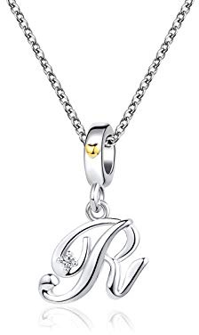 KunBead Jewelry Letter R Love Heart Initial Necklace for Women Girls Men Cheap Sale Rhinestone Nice Chain Necklace for Mum