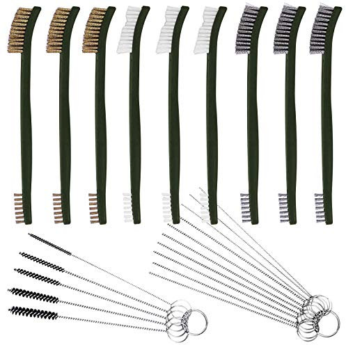 FineGood Lot de 9 brosses métalliques avec kit de nettoyage de carburateur pour voiture, 3 brosses en laiton, 3 brosses en acier, 3 brosses en nylon