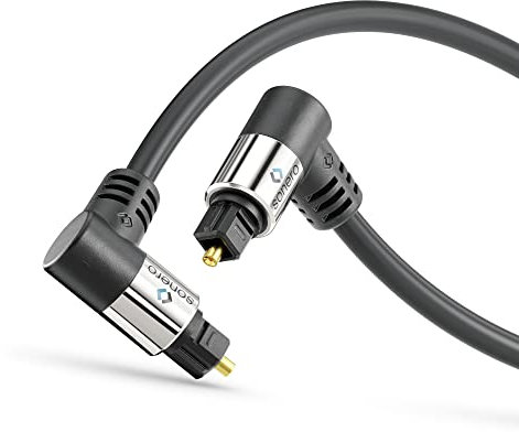 Sonero® Premium optisches Toslink Kabel, 10,0m, vergoldete Kontakte, 2 x 90° Stecker, 360° drehbar, schwarz