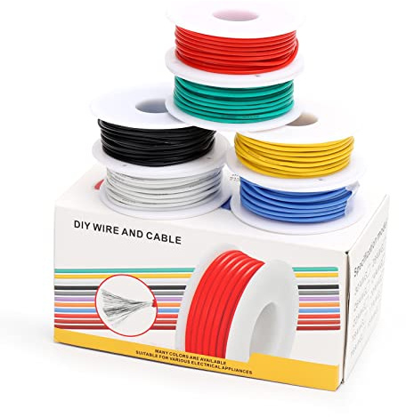 18AWG, elektrisk trådsats, grovlek 18, silikon, elektrisk tråd, förtennad kopparkabel, 6 färger, 4 meter styck, elektriskt kabelset, isolerad, flexibel och mjuk tråd för gör-det-själv