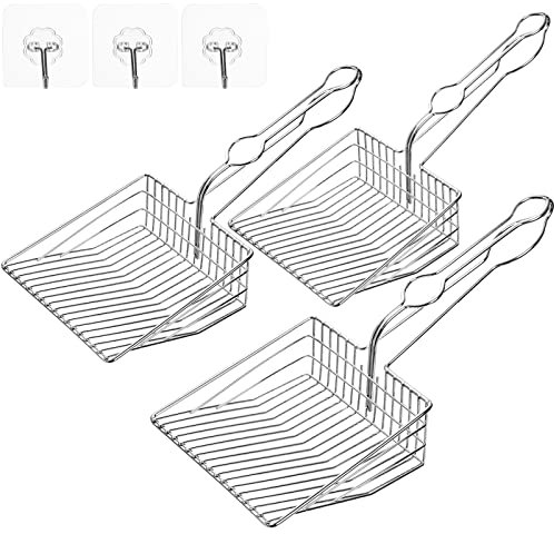 Hiceeden Katzenstreuschaufel aus Metall mit Haken, antihaftbeschichtet, schnell siebende Katzenstreuschaufel mit tiefer Schaufel, langlebiges Kätzchen-Kotsieb mit bequemem Griff und 3 kostenlosen