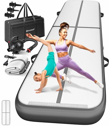 KESSER® Colchoneta de Gimnasia, Inflable Airtrack, colchoneta de Gimnasia 3/4/5/6 m | Esterilla de Yoga, Esterilla de Tumbling, Esterilla de Ejercicio (Antracita, 200 x 100 x 10 cm)
