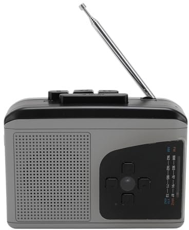 Jectse Lecteur de Cassettes Portable, Radio AM FM, Lecteur de Cassettes Compact avec Haut-Parleur 8Ω 1 W, Convertisseur de Cassette Audio Magnétique en MP3, 2 Piles AA, Alimentation USB
