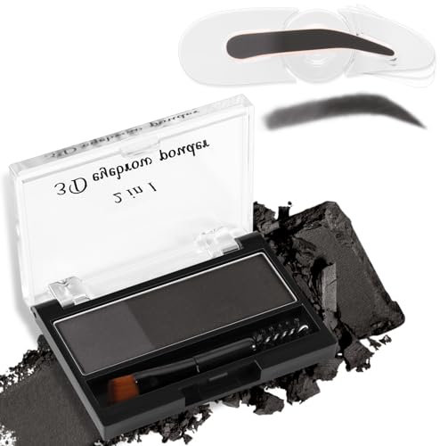 Boobeen Polvere per sopracciglia a doppio colore con timbro per sopracciglia, trucco impermeabile per sopracciglia, riempimento per sopracciglia con polvere per sopracciglia