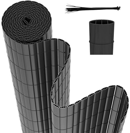 Hebitod PVC Sichtschutzmatte, Sichtschutzzaun 80x300cm Verdreifachen Verstärkung Innen, Balkon Sichtschutz mit Kabelbindern, Balkonverkleidung Windschutz für Balkon, Garten, (Anthrazit)