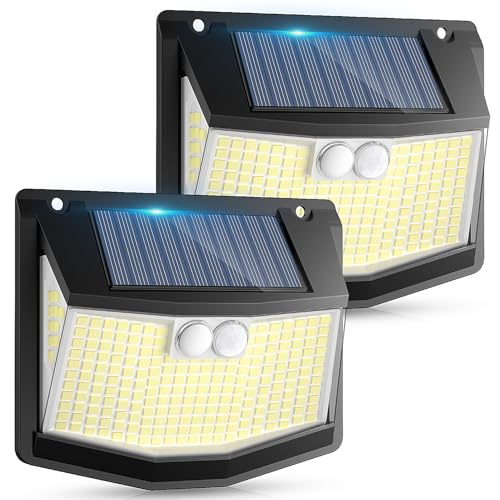 Solarlampen für Außen Außenbereich Bewegungsmelder - 248 LEDs Solarlicht | Bewegungsmelder, IP65 wasserdicht, 3 Modi 270° Beleuchtung, Außenbereich Außenleuchte Wandleuchte für Garten Garage, 2 Stück