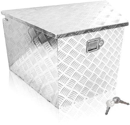 Srehloe 74x43x46cm Trailer Tongue Tool Box Heavy Duty Aluminum Trailer Storage Organizer with T-Handle Latch and Keys Suitable for Pick Up Truck Bed RV Trailer ATV Sliver