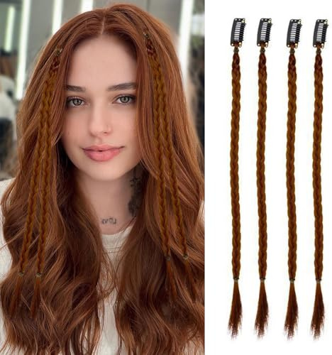 XFSRG 4Pcs Haarteile Zopf Extensions Natürliche Braids Extensions für Frauen Einfache ClipIn Zopfverlängerungen Perfekt für Alltag und besondere Anlässe (Hellbraun)