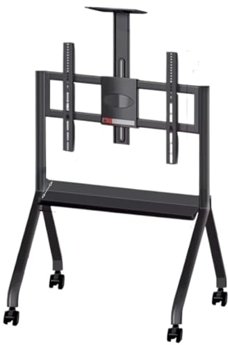 BOGAZY Support TV Support TV Mobile Roulant avec Roues pour Téléviseurs À Écran LCD LED De 55 À 100 Pouces, Chariot TV Réglable en Hauteur avec Étagère Suporte Television(Black)