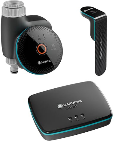 Gardena smart bevattningsdator set med gateway och sensor bevattningsdatorer; smart: Datadriven bevattning*, Integrering i smarta hem*, Inklusive smart fuktighetssensor (19045-20)