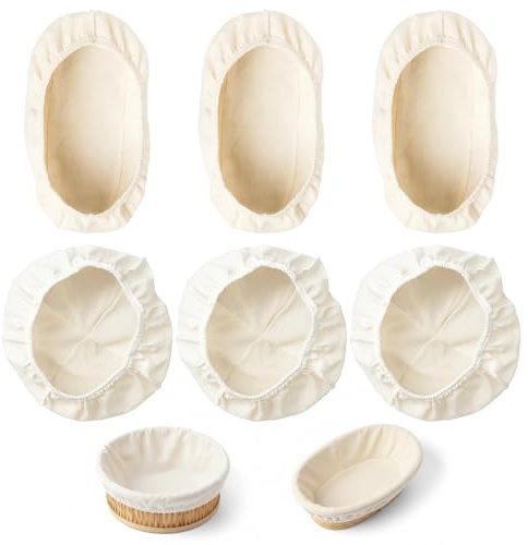 Sourdough Proofing Basket, 6 Pack Banneton Liner Set, 3 Oval and 3 Round Sour Dough Proving Baskets with Bread Proofing Cover, Perfect for Home Bakers
