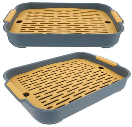 PLAFOPE 2Pcs Yellow Rabbit Litter Box Plastic Small Animal Toilet Hamster Guinea Pig Training Potty Rectangular Pet Cage Toilet for Bunny and Rodents