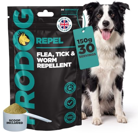 ProDog Repel Flea, Tick & Worm Supplement for Dogs, Herbal Powder, 150g | 9 herb blend with neem, kelp, garlic & black cumin to help deter fleas, ticks & worms naturally. 30 servings (150g).