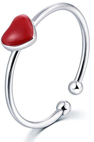 Daesar Fussschmuck Zehenringe Echt Silber 925 Damen Rot Herz Sommer Barfuß Fussringe Silber