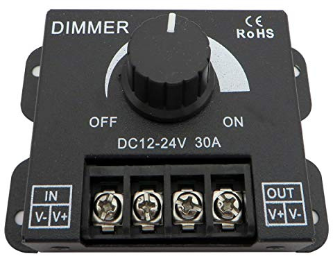 LED Dimmer/Schalter Drehdimmer 12V DC Gleichspannung für alle dimmbaren LED Lampen (Dimmer 30A schwarz)