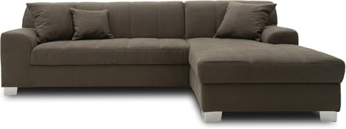DOMO. collection Ecksofa Capri, Sofa in L-Form, Longchair rechts mit Schlaffunktion, Couch, Polsterecke, Eckcouch, Schlafsofa 239 x 152 x 75 cm (BxTxH), khaki