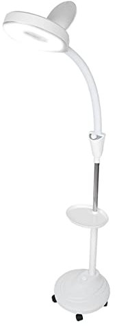 Lámpara de pie de aumento, lámpara de pie de luz fría LED ajustable Lámpara de belleza de tatuaje con lupa (enchufe de la UE 250 V)