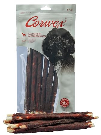 Corwex Kaustange Maxi (8x300g, Pferd) mit Fleisch ummantelt, Getreidefreie, Premium Kausnack für Sensible Hunde