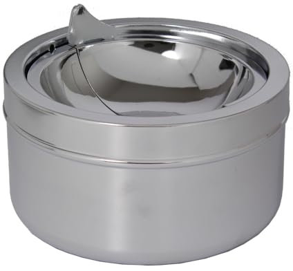 Windaschenbecher Kippaschenbecher Aschenbecher für innen und außen Metall Windascher Kippascher mit 2 Klappdeckel Hälften (CHROM/CHROM)