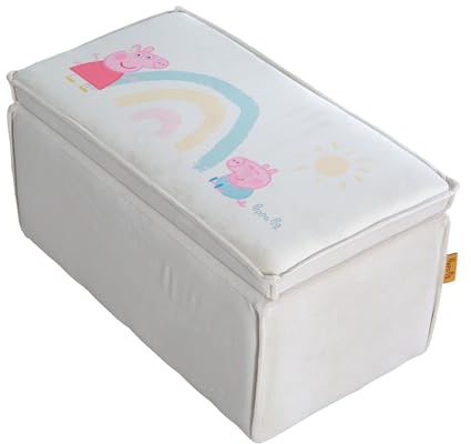roba Banco Infantil Peppa Pig - Taburete con Almacenamiento para Niñas y Niños a Partir de 18 Meses - Capacidad de Carga de hasta 60 kg - Silla Acolchado Rectangular - Beige/Rosa