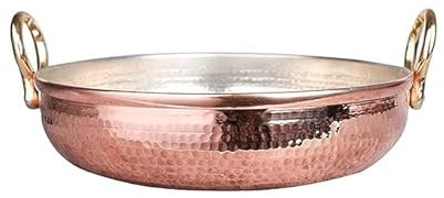Copper Fry Pan with Handle, Copper Cookware, Copper Utensils, 3.5 Liter Wok, Hammered Kadai, Christmas Gifting Ideas - AUTHENTIC HUB