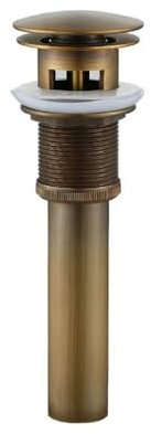 Messing Waschbecken Pop-Up-Ablaufknopf Badezimmerstöpsel Siphon Abflussvorrichtung Waschbecken Abtropffläche Siphon Gold Badewanne Waschbeckenstöpsel Zubehör Überlauf, Antiker Überlauf, 66 * 210 * 3