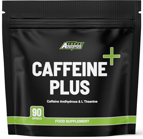 Freak Athletics Caffeine Plus Capsules - 100 mg Caffeine + 200 mg L-Theanine Per Capsule, Smooth Energy & Focus Support, UK-Made Pre Workout L Theanine Supplement | 90 Vegan Capsules