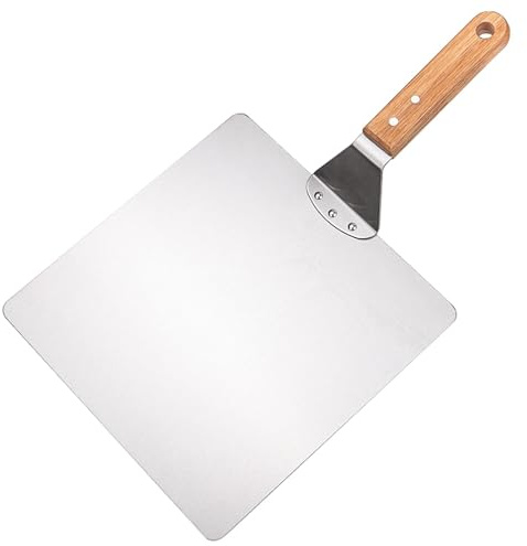 PawwJoy 10 Inch Pizza Peel Cake Lifter Portable Comfortable Grip Pizza Oven Accessories Pizza Paddle Transfer Tool- Wooden Handle