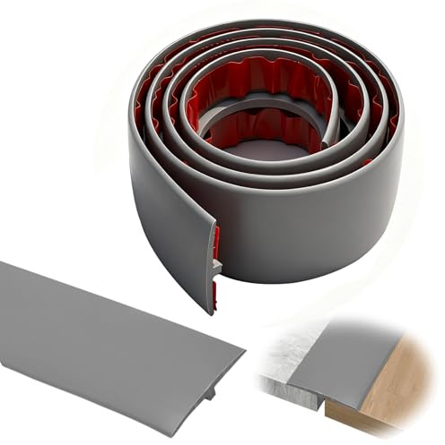 Profilo di transizione autoadesivo da 1M * 5CM, listello per soglie in PVC, profilo T per compensazione di altezza, listello di copertura per pavimenti in parquet, laminati e soglie (Grigio)