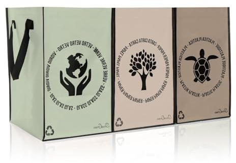Shiva Green Borse Raccolta Differenziata - Raccolta Differenziata Interno - Cestini Spazzatura Differenziata - Secchi Spazzatura Differenziata - Vetro Plastica Carta (Matcha.)