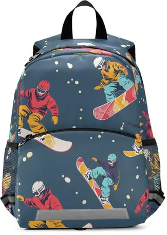 OWFKAY Snowboard småbarn ryggsäck barn barnkammare ryggsäckar skolväskor för pojkar flickor barn ryggsäck liten