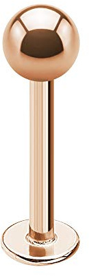 Treuheld® | Rosegold LABRET Piercing - in 5 Größen & Längen - mit Kugel ZUM Schrauben - Piercingstab in Rose Gold aus besonders hochwertigem 316L CHIRURGENSTAHL (Edelstahl - Stahl) - Lippenpiercing
