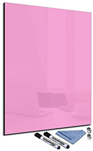 Glas-Magnettafel Pink 60x80 Pinnwand Wand mit Zubehör Whiteboard Küche Office Büro Deko