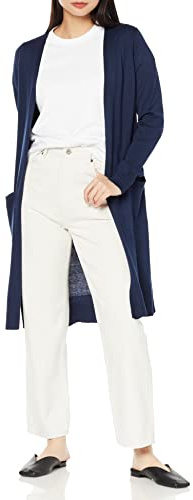 Amazon Essentials Cardigan Léger à Manches Longues et Ouvert sur le Devant (Disponible en Grande Taille) Femme, Bleu Marine, XXL