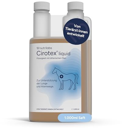 NutriLabs Cirotex liquid Pferde Kräuter Lunge 1L - Pferde Atemwege Nahrungsergänzung - Saft für den Atemweg - Pferdegesundheit Ergänzung mit Vitamin C - Husten Nahrungsergänzung