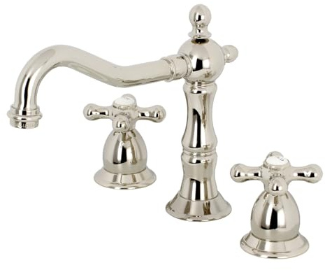 Kingston Brass KS1976AX Heritage Widespread Bathroom Faucet, Polished Nickel, 8 x 7.56 x 7.44
